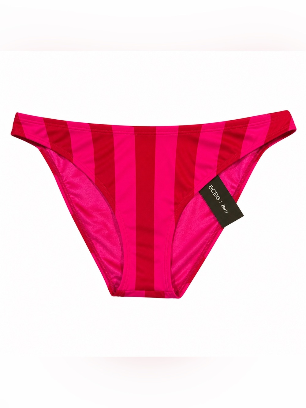 BCBG Paris Pink Stripe Bikini Bottom XL New With Tags Swim Bottom